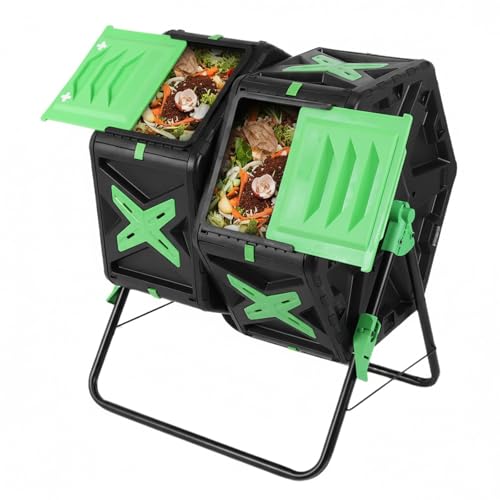 140L Dual Chamber Outdoor Tumbling Composting Bins Fast Assemble Tumbling