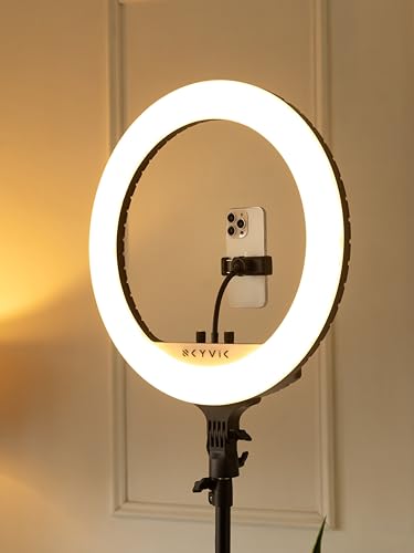 Image of SKYVIK Blaze Loop 18 inch Bi-Colour Ring Light | 480 LEDs | 55W Soft Light | 3 Phone Mounts | 1.9m Tripod | Dual USB Charging | Adjustable Brightness & Colour Temp (2700K-6500K)