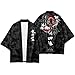 DOSLAVIDA Men's Japanese Kimono Cardigan Suit Chinese Style Printed Jacket Pants Set Open Front Seven Sleeve Top & Shorts