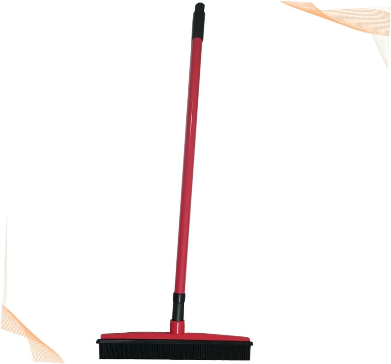 Pet Hair Cleaning Broom with Long Handle Dog Hair Remover for Windows and Carpets Rubber Mop for Tile and Hardwood Surfaces Red
