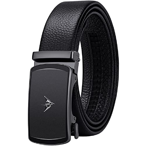 Classic Genuine Leather Men’s Ratchet Belt Automatic Buckle Dress Casual Gift Box
