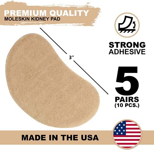 Image of Adhesive Moleskin for Feet - Blister Bandages Precut Kidney Metatarsal Pads - 3 inch - Callus, Heel, Corns, Blister Prevention, Shoe Friction - 5 Pairs (10 Pieces)