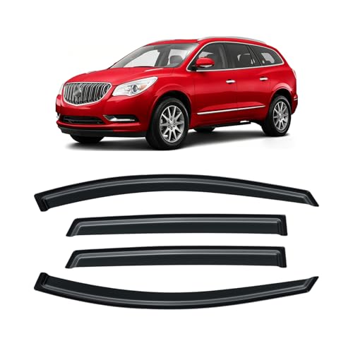 CMVT Auto Window Visor for 2008-2017 Buick Enclave, Rain Guards Shields Vent Deflector Shade Wind Ventvisor Dark Smoke 2009 2010 2011 2012 2013 2014 2015 2016, Tape-On, 4PCS