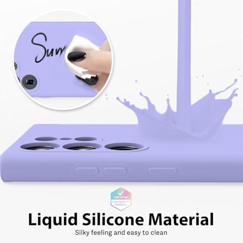 Image of Elzzi for Samsung Galaxy S23 Ultra Phone Case Liquid Silicone, Cute Thin Slim Soft Rubber TPU Plain Smooth Gel Back Cover for Women Girl Men, Matte Solid Protective & Shockproof Bumper Purple