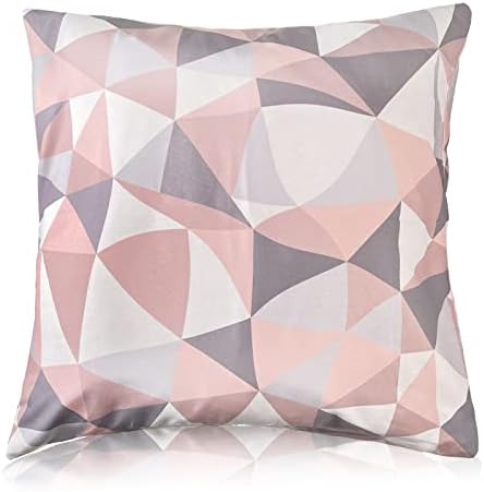 Blush And Gray Geometric Pattern Throw Pillow Case Home Decor Cushion Cover Cotton Ployster Fabric 18"x18"Inch