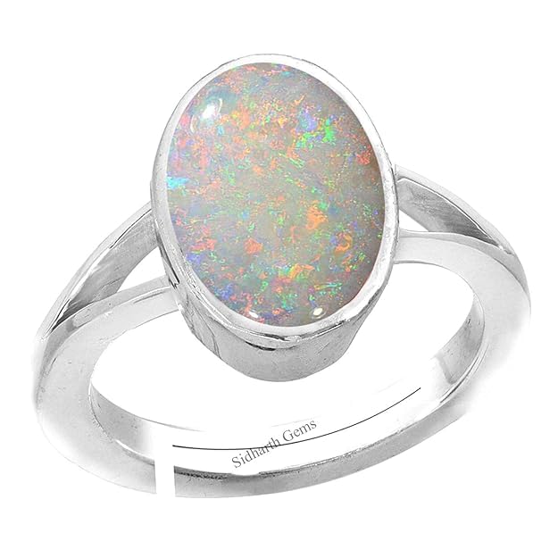8.50 Ratti Certified Natural AA++ Quality Panchdhatu White Fire Opal Loose Gemstone Silver Plated Adjustable Ring for Men and Women-image-11