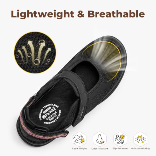 Image of FitVille Diabetic Shoes for Women Extra Wide Diabetic Womens Sandals, Walking Shoes with Adjustable Closures Arch Support, Orthopedic Sandals for Flat Feet Heel Pain Relief,Plantar Fasciitis