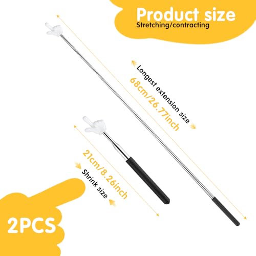 2 Stück Zeigestab Finger,Zeigefinger Stab,Zeigestab Ausziehbar,Pointer Finger,Zeigestab,Edelstahl Kinder Ausziehbarer Zeigestab,Fur Unterricht Im Klassenzimmer, Vorlesungen Und Lesen (Schwarz)