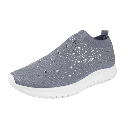 Women's Mesh Walking Shoes Rhinestone Glitter Slip On Ballroom Jazz Latin Dance Sock Sneakers Fashion Casual Breathable Loafers Non-Slip Soft Sole Orthopedic Shoes for Women Sneaker2