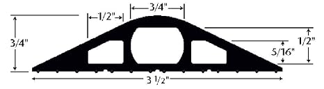 Checkers Industrial Safety Products Powerback RFD3-10 Durable Rubber Center Channel Duct Protector, Black, 10' Length