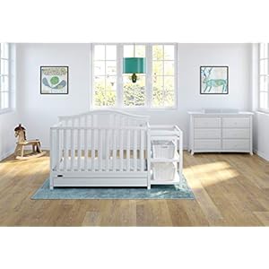 Graco solano 4 in 1 convertible crib and changer with drawer whitecrib and changing table combo with drawer includes changing pad converts to toddler bed daybed and full size bed  urban country home decor
