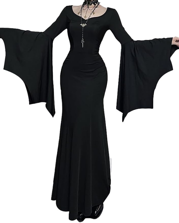 Gothic Bat Sleeve Slim Dress