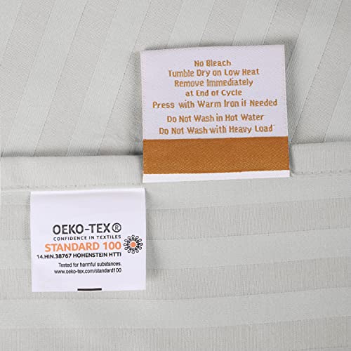 Superior Egyptian Cotton 400 Thread Count Bed Sheet Set, Striped Sateen Weave, Soft Bedding Essentials, 1 Deep Pocket Elastic Fitted Sheet, 1 Flat Sheet, 2 Pillowcases, Full, Platinum #TOP5