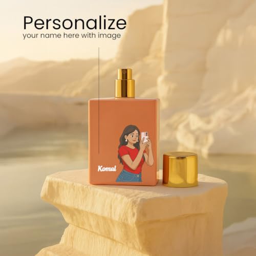 Image of GLAM Woman Perfume 100ml | Bella Vita EDP for Women | Long Lasting Scent with Orange Peel, Rose & Vanilla | Personalized Name & Cartoon Artwork Bottle