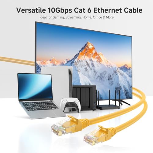 Image of Cable Matters 10Gbps Snagless Cat 6 Ethernet Cable - 14ft, Cat 6 Cable, Cat6 Cord, Ethernet Cord, Yellow