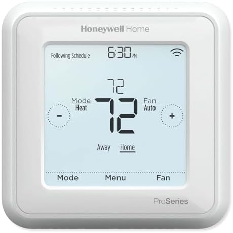 Honeywell Home TH6320ZW2007/U Z-Wave T6 Pro Programmable Touchscreen Thermostat with SmartStart, Low Voltage, UWP Mounting System, Cover Plate, Color – White