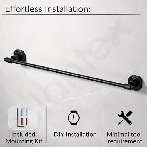 Image of Plantex 304 Grade Stainless Steel Towel Rod /Towel Rack for Bathroom /Towel Bar /Hanger /Stand /Bathroom Accessories - Nipron (24 Inch - Black)