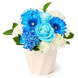 bloomee(ブルーミー) そのまま飾れる アレンジメント ブルー Sサイズ 花 花 生花 ミニ 花束 (ギフト プレゼント お祝い) お中元 敬老の日 誕生日 結婚 記念日 フラワーギフト (花瓶 不要 水いらず)