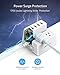 BESTEK 40W 8A 5-Port USB and 100-250V 1700 Joule 2-Outlet Power Strip Surge Protector Charging Dock Station with 5 Feet Cord,Dorm Room Accessories