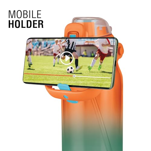 Image of MILTON Juwel 1500 Premium Crystal Clear Unbreakable Material Sipper Water Bottle | BPA Free | One-Touch Open|Leak-Proof | Sturdy Handle Cum Mobile Holder | Ideal for Office, School, Gym, 1460ml,Orange