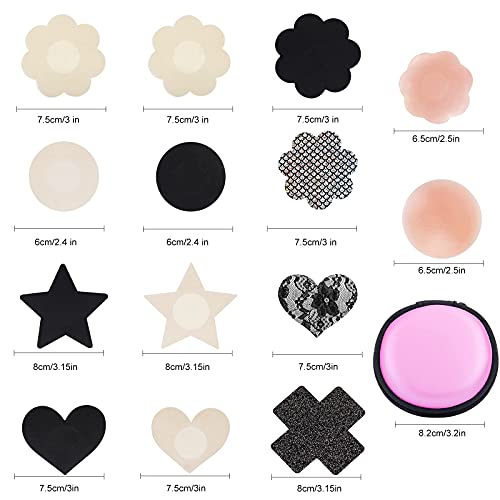 Onesing 38 Pairs Nipple Covers For Women Reusable Nipple Pasties For Women Disposable Nipple Stickers Breast Petals Silicone Nipple Tape Pads Invisible Bra Nippleless Adhesive Satin With Carry Case Nipple Cover For Men #TOP1