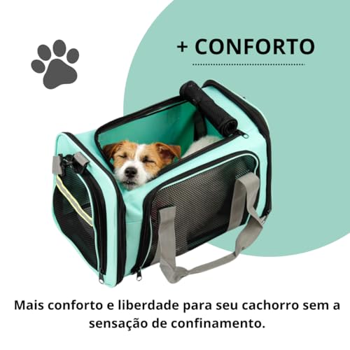 Bolsa de Transporte Para Pet Cachorros e Gatos com Ventilação Viagem Avião Passeio (Cinza)