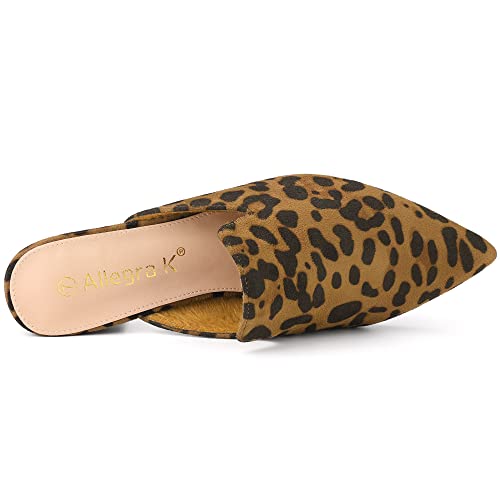Allegra K Allegra K Women's Slip on Pointed Toe Chunky Heels Leopard Slide Mules 11 M US