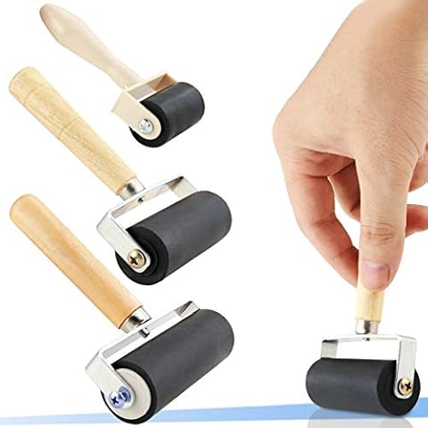 BIGNC 3 Pack Rubber Roller Brayer Rollers, Art Craft Roller for Print,Ink,Stamping Tools, 4 inch, 2.4 and 1.4 inch Cover