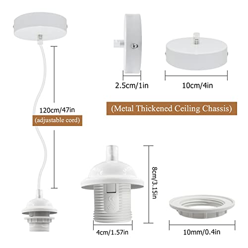 Feyaim Industrial Mini Pendant Light Kit 2 Pack E27 Ceiling Hanging Light Fixtures Vintage Lamp Holder 120Cm Adjustable Diy Pendant Lamp Cord Accessories For Bedroom Kitchen Cafe, White #TOP1