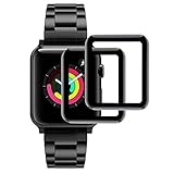 Hianjoo [2-Pack] Vetro Temperato Compatibile per Apple Watch 38mm, Pellicola Proteggi Schermo 38mm [3D Curved Full Coverage] Compatibile con Apple Watch 38mm Series 3/2/1 - Nero