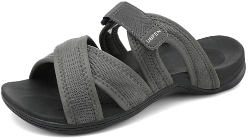 Image of UBFEN Womens Walking Slides Sandals Comfortable | Soft Cushion Footbed, Lightweight Casual, Adjustable Strap, Outdoor, Orthopedic Arch Support