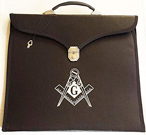 Zest4Canada Masonic Regalia Black File Case for WM/MM Apron with Hard Handle & G Logo