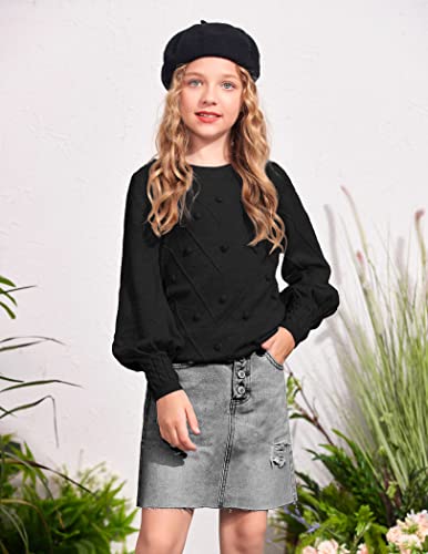 Image of Arshiner Kid Girls Crew Neck Lantern Sleeve Sweater Cute Jumper Top Pullover Outwear 5-13 Years