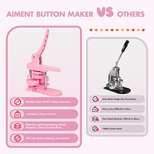 Button Making Supplies and Button Maker Machine Blue Pink Green