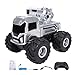 Horett 2.4G RC Off Road Truck Dual Use Remote Control Car with 360° Rotation Wheelie Water Spray LED Lights (Silver)