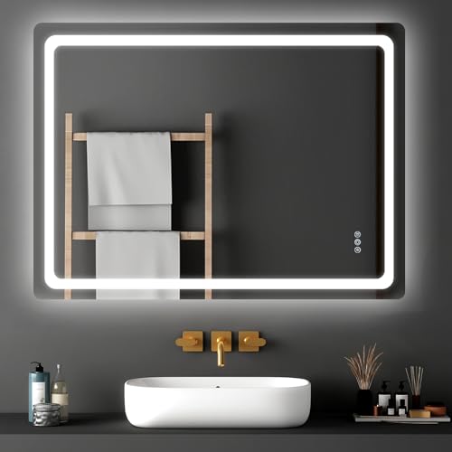 VEVOR LED Bathroom Mirror, 36" x 48" LED Bathroom Vanity Mirror with Frontlit and Backlit, Anti-Fog Memory Mirror with Lights, Stepless 3 Colors Temperature Dimmable Bathroom Mirror, Wall Mounted by VEVOR - Used condition - US$242.34