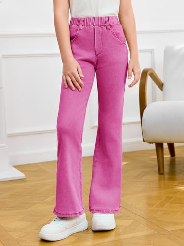 Haloumoning Girls Flare Jeans Kids Fashion Stretchy Denim Pants Bell Bottoms with Pockets2