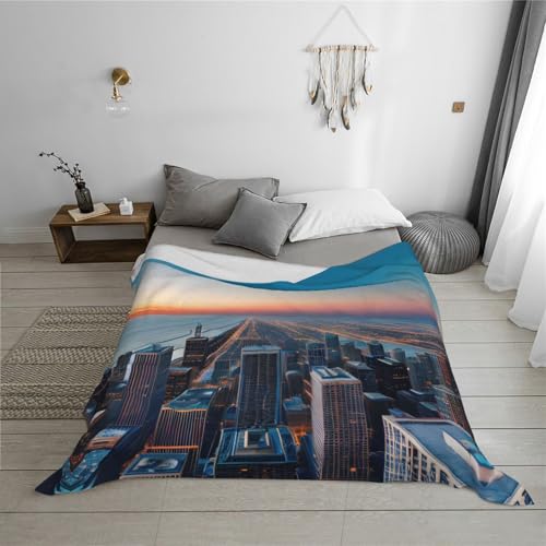 Couverture douce Chicago plaid lit grand format jeté de canapé toutes saisons - 6