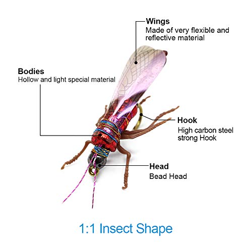 Fly Fishing Flies Realistic Dry Wet Nymph Trout Flies Hand Tie Lures Kits 12/26/48 Pcs (8-Mix kit 12pcs) - Thumbnail 4