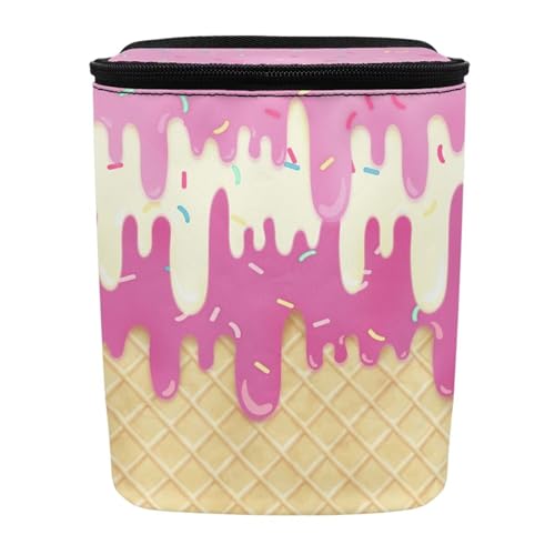Image of KEIAHUAN Ice Cream Car Trash Can with Lid Cute Leakproof Car Trash Garbage Bag Hanging Multi-Functional Rubbish Bag for Travelling, Camping
