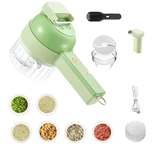 Hitburu Hachoir Électrique 4 en 1, Coupe-légumes Électrique, Hachoir Hachoir À Ail, Hachoirs Et Dés Rechargeables par USB pour La Cuisson des Cuisine
