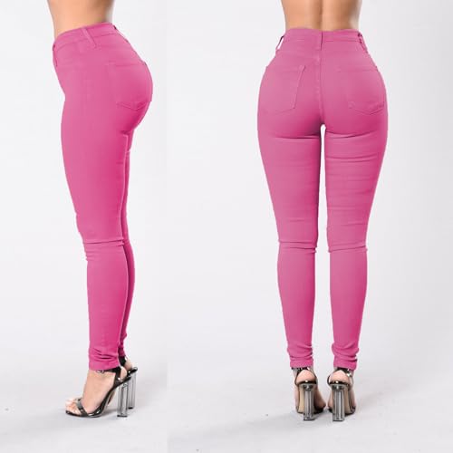 DLAYBGFA Womens High Waisted Skinny Stretch Jeans Denim Pants,Pink,XXL by DLAYBGFA - Used condition - Image 2