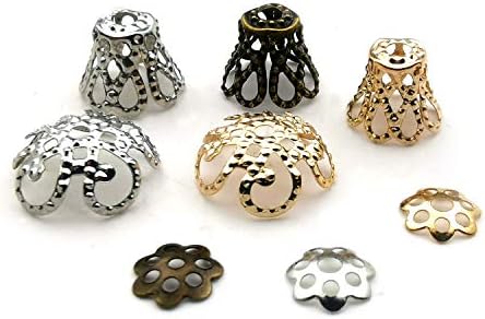 Mixed 1100 Pcs Hollow Flower Beads End Caps for Jewelry Making Bracelet Necklace Earrings (M265)