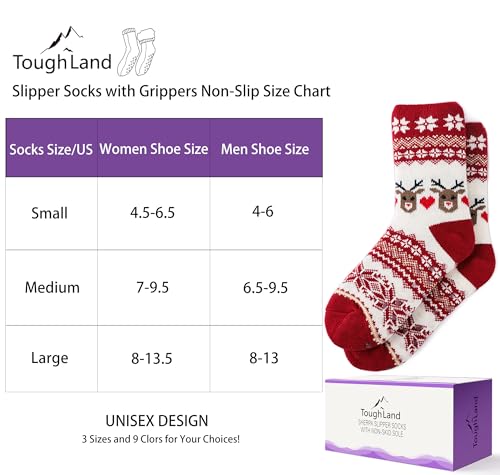 Image of Slipper Socks for Women with Grippers Non Slip, Sherpa Lined Slipper Socks
