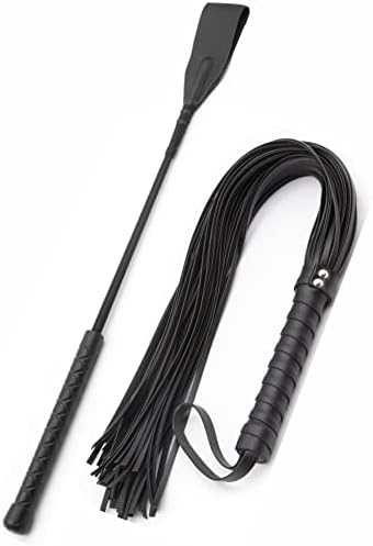 Horse Whip 27" Crop 18" Faux Leather Set Black Riding Whip Horse Whips and Crops Equestrian Horse Whip Set