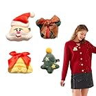 VINZOR Set de 4 Broches Navideños de Peluche, Broche de Navidad con Diseños Árbol de Navidad Santa Claus Campana, Detalles Navideños para Regalar a Mujeres Niñas, Elegante Alfiler para Ropa y Prendas