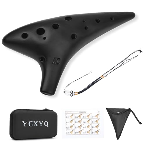 YCXYQ Alto C key - Ocarina Professional Master Tuning 12-Hole Ceramic Piccolo Smoked Craft Firing Comes with Fingering Chart Neck Lanyard and Storage Box