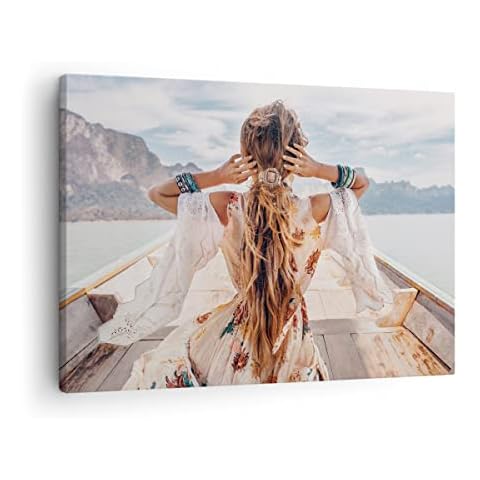 ARTTOR Cuadro sobre lienzo Paisaje Mujer En El Barco Bohemio Cover