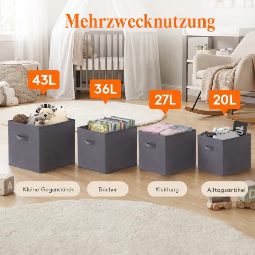 Lifewit Aufbewahrungsbox, 6 Stück, Grau, 26,5 x 26,5 x 28 cm, 20 L – Ansicht 5