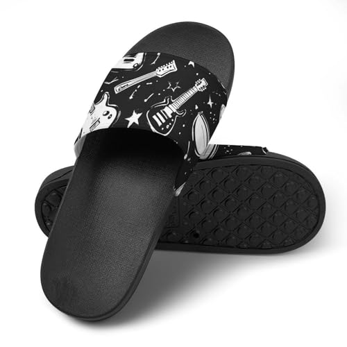 Rock And Roll Themed of Guitar PVC Slippers Sandals for Women Men Open Toe Soft Cushioned Non-Slip Sandal for Indoor Outdoor4